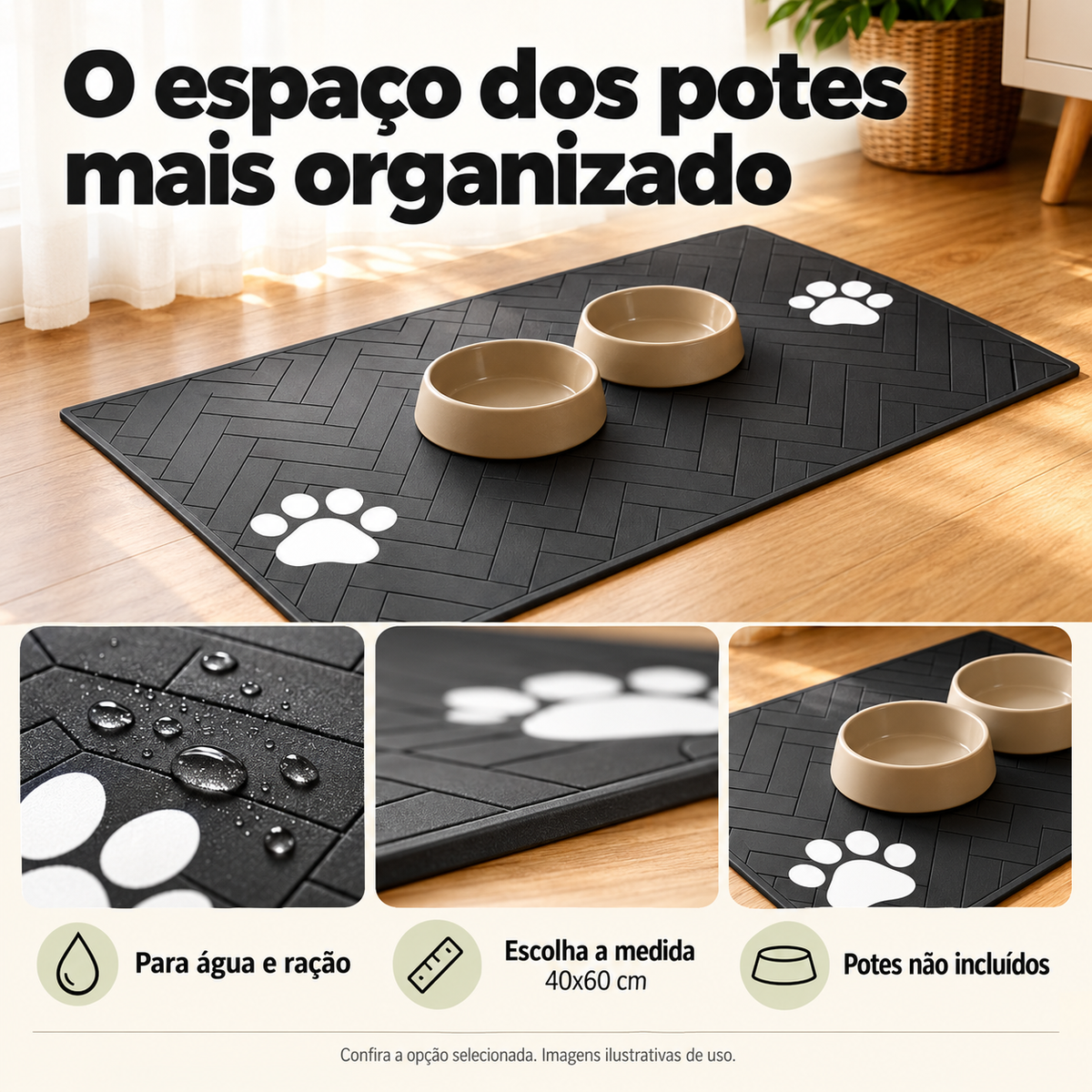 Tapete Absorvente para Alimentação de Cães e Gatos — detalhes de uso e acabamento